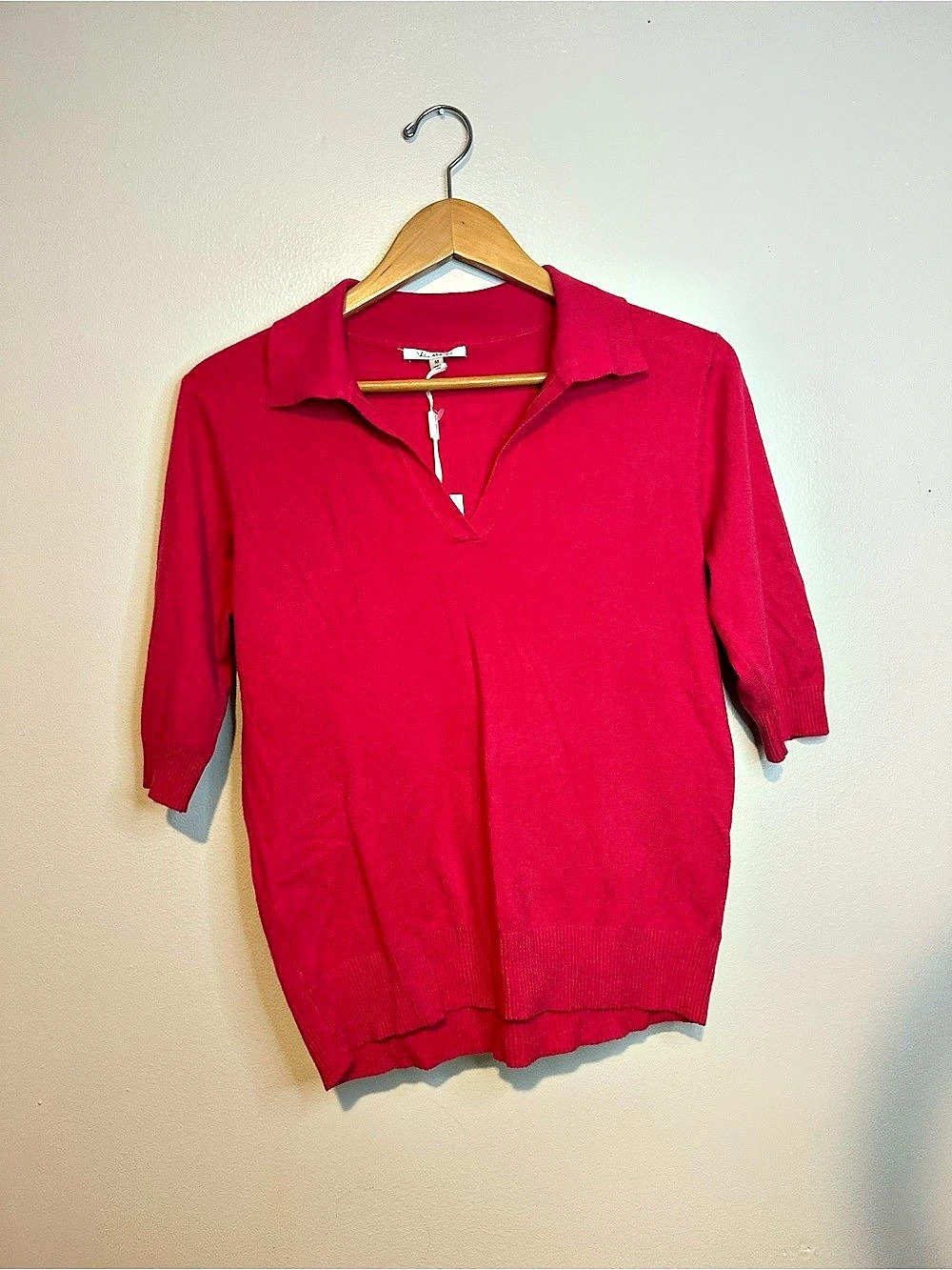 Vila Milano V-Neck Pink Collard Sweater Size Medium NWT